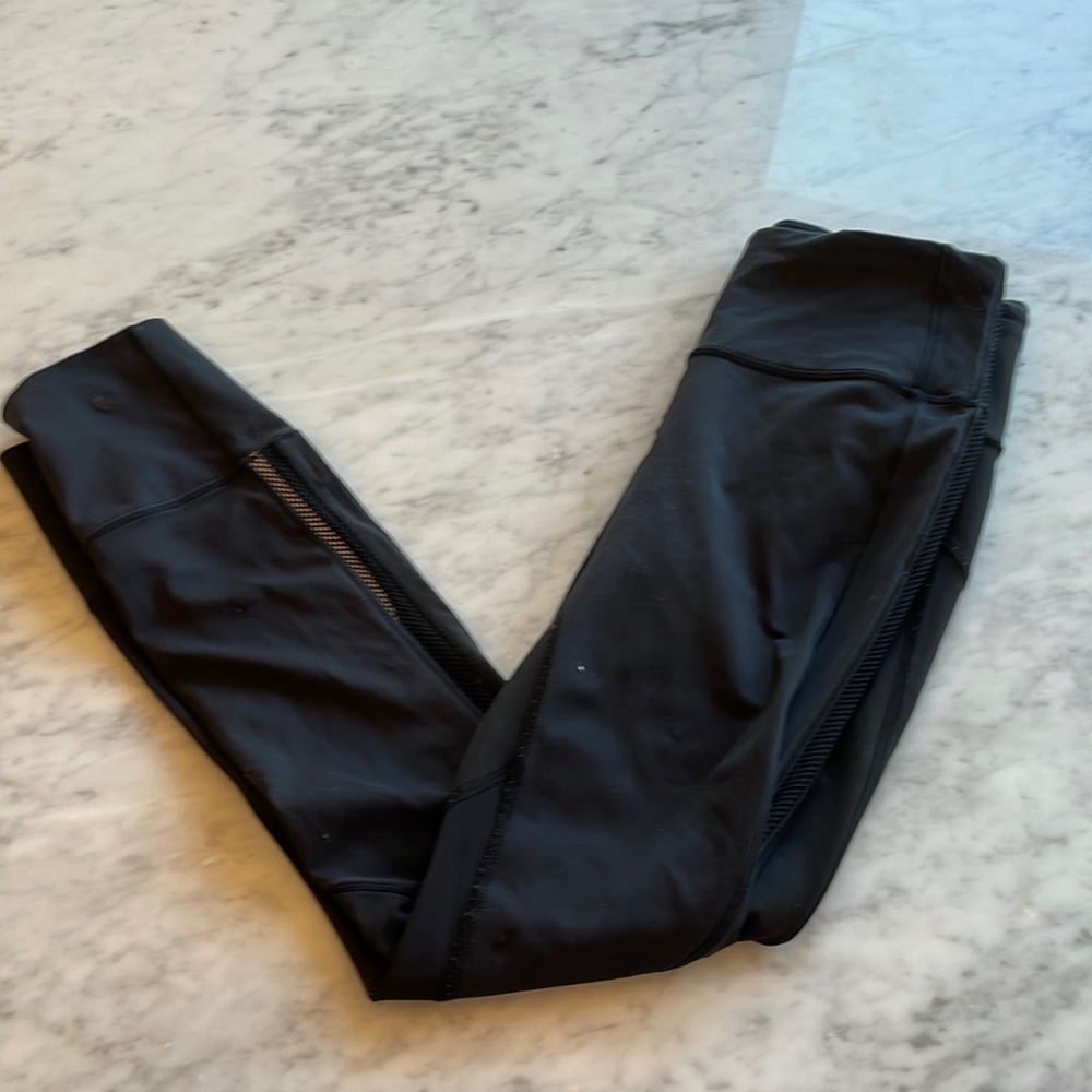 lululemon athletica Black Leggings with Mesh Panels